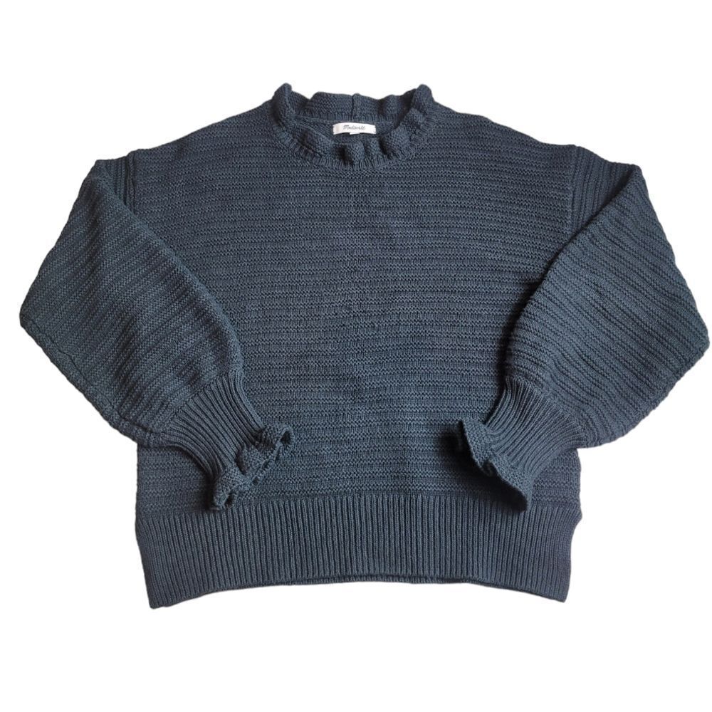 Madewell Black Ruffle Neck Women's Sweater